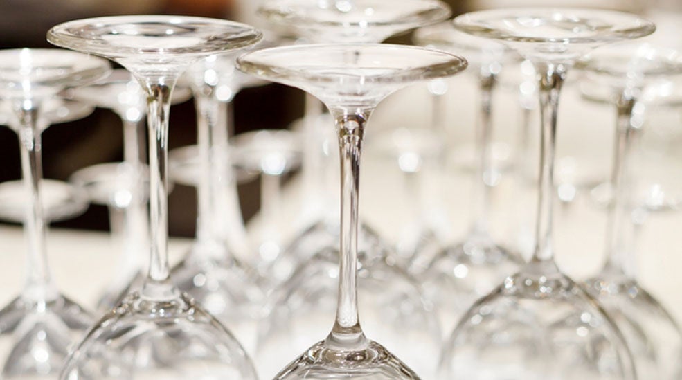 Wine glasses in the bar at Drott Hotel in Karlstad