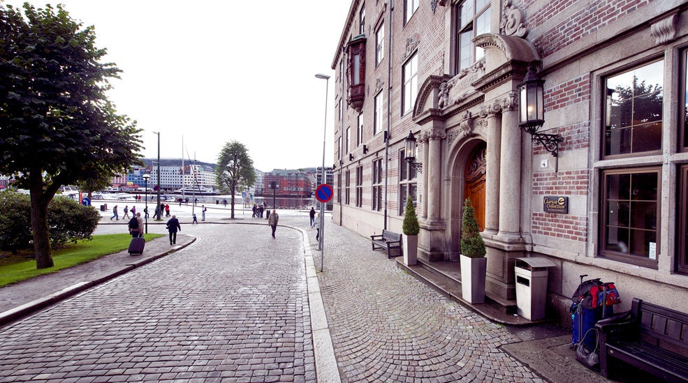 The facade of the Havnekontoret Hotel in Bergen