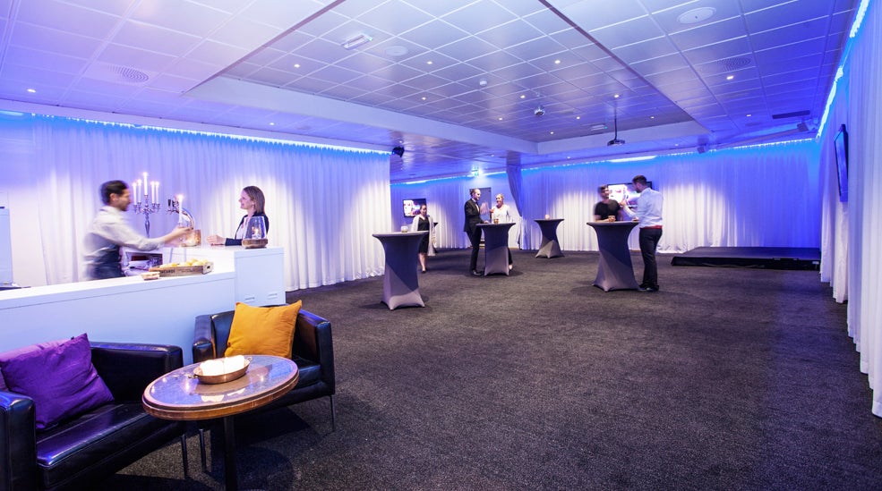 Large conference lobby and bar at Gillet Hotel in Uppsala