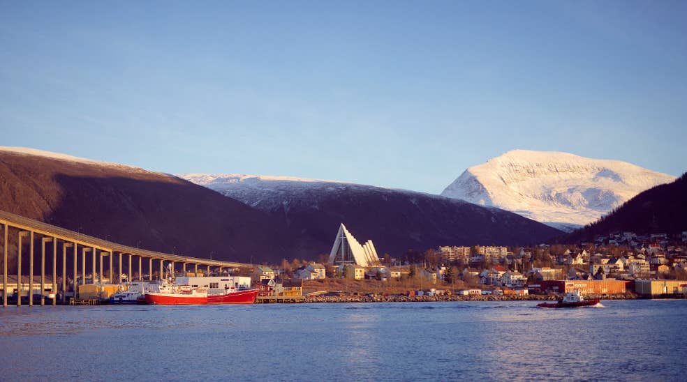 Astonishing view of the inlet and mountains from the Aurora Hotel in Tromso