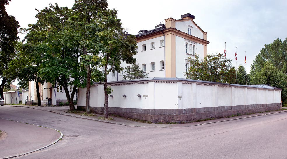 The facade of the old Varmland prison - now Hotel Bilan in Karlstad