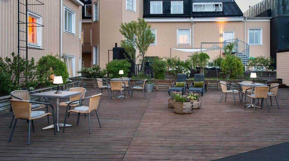 Outside terrace with seating area at Clarion Collection Hotel Cardinal Vaxjo