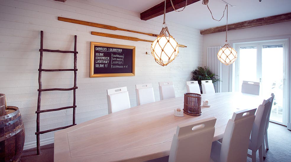 Rustic meeting room designed with a maritime theme at Packhuset Hotel in Kalmar