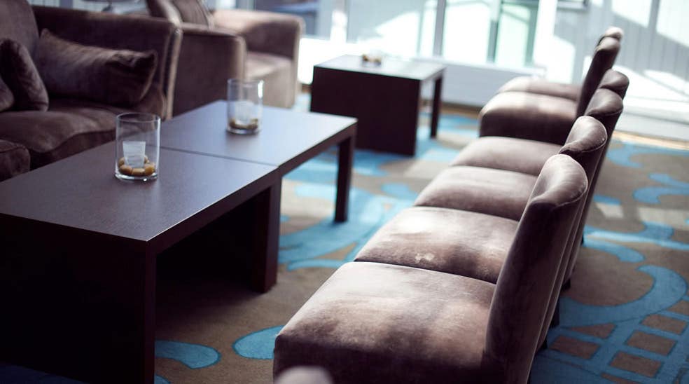 Stylish lounge with quality seating at Tollboden Hotel in Drammen