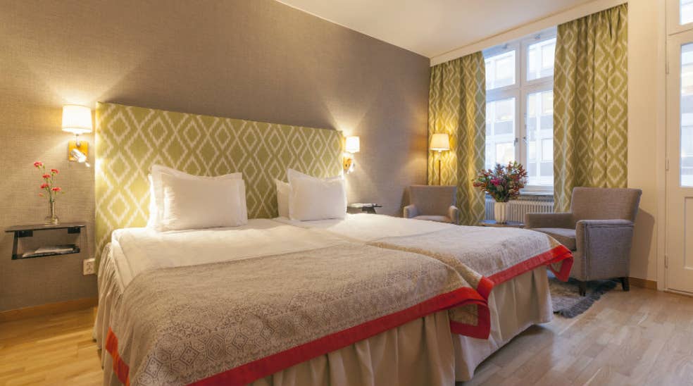 Elegant superior double room at Wellington Hotel in Stockholm