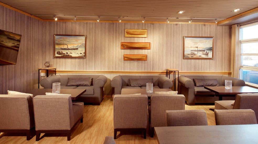 Peaceful lobby with maritime theme at With Hotel in Tromso