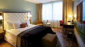 Elegant and well-designed superior double hotel room at Arlanda Hotel in Stockholm