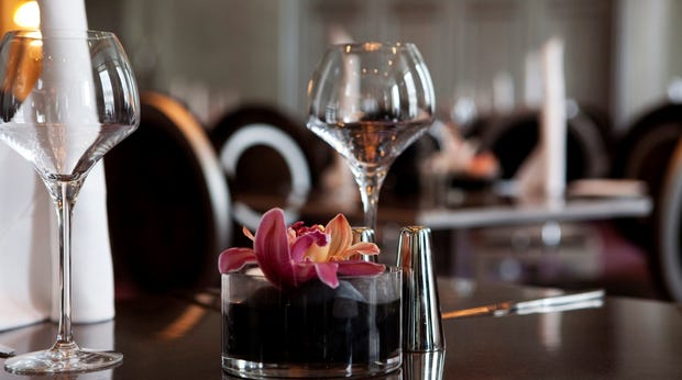 Restaurant details including quality cutlery and furniture at Ernst Hotel in Kristiansand