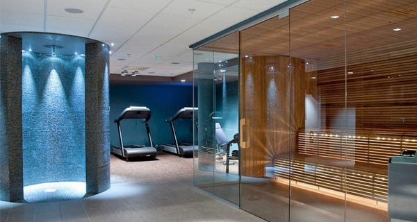 Stylish spa area including a sauna and gym at Ernst Hotel in Kristiansand