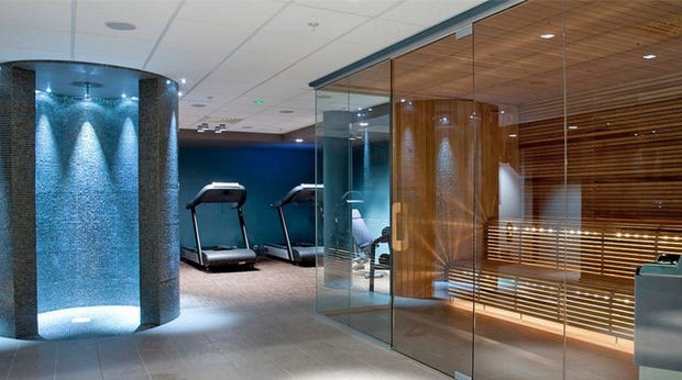 Stylish spa area including a sauna and gym at Ernst Hotel in Kristiansand