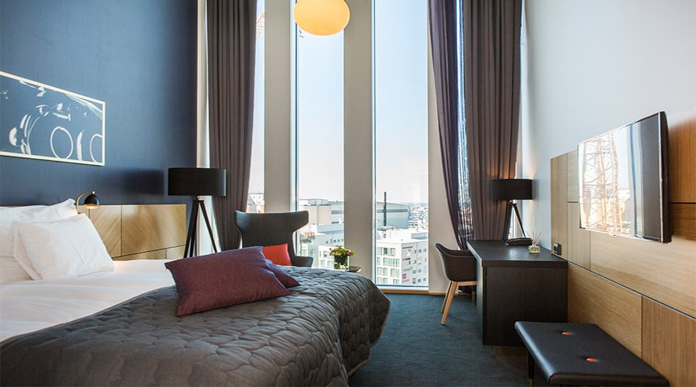 Luxurious superior double hotel room with an amazing view at Malmo Live Hotel in Malmo