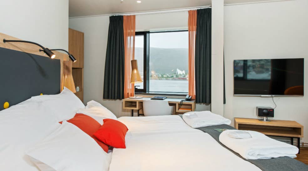 Sleek superior hotel room at The Edge Hotel in Tromso