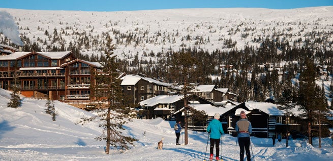 A spectacular view of the winter landscape at Norrefjell Ski & Spa Hotel in Norrefjell
