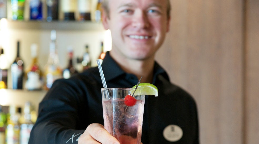 Cocktail drinks served at the bar at Quality Airport Hotel Stavanger