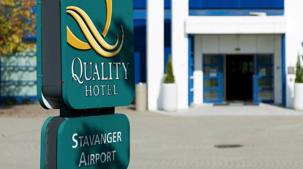 The hotel logo and sign at Quality Airport Hotel Stavanger
