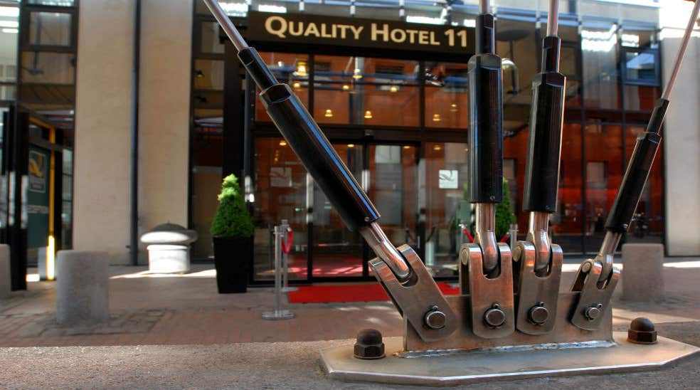 The distinctive entrance at Quality Hotel 11 in Gothenburg