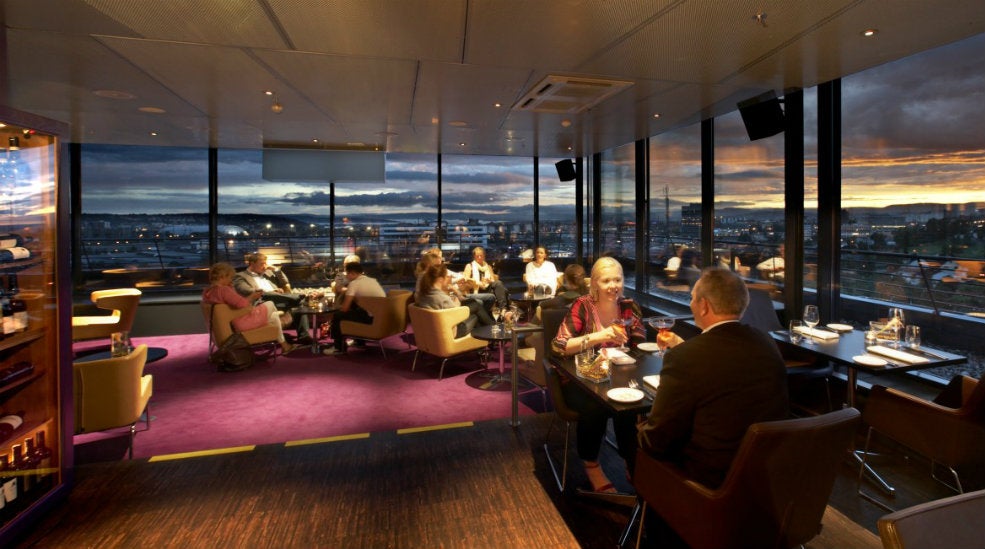 The elegant top floor hotel restaurant and impressive view at Quality Hotel 33 in Oslo