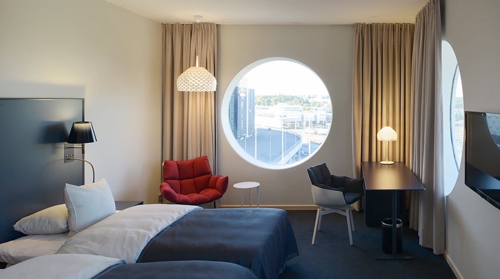 Fashionable superior double hotel room at Quality Hotel Friends in Solna