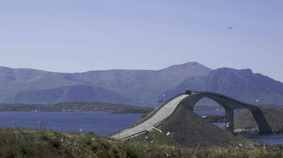 The iconic Kristiansund bridge near the Quality Grand Hotel in Kristiansund