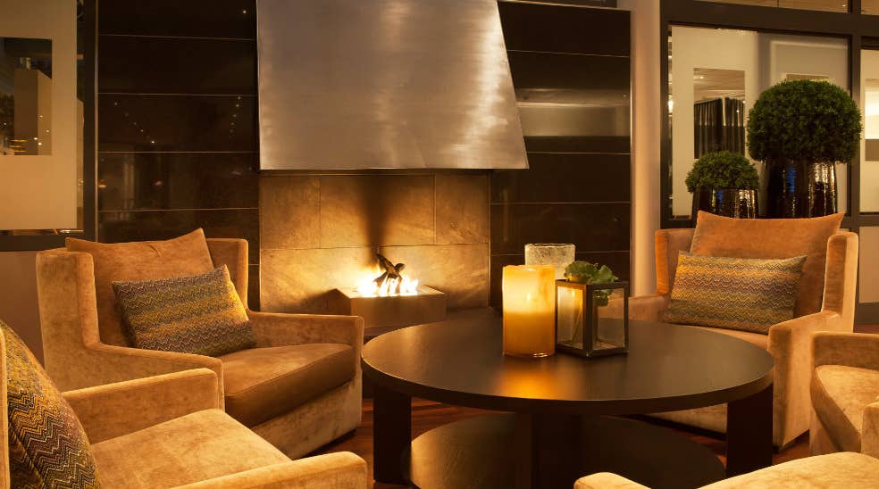 Cosy and comfortable lounge style lobby with an open fire space at Quality Tonsberg Hotel