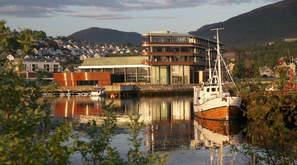 The iconic facade of the Quality Ulstein Hotel in Ulsteinvik