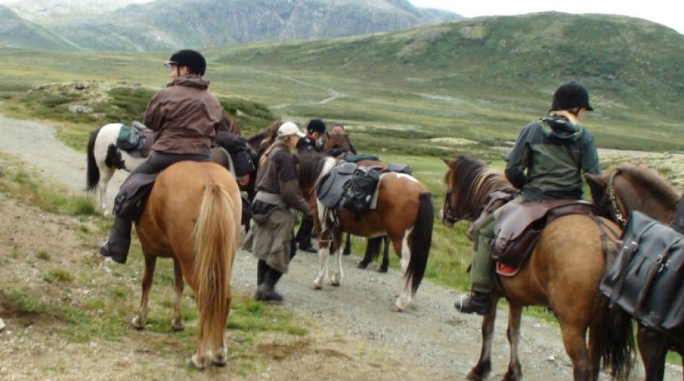 Horseback riding in the mountains surrounding the Quality Voringfoss Hotel in Eidfjord
