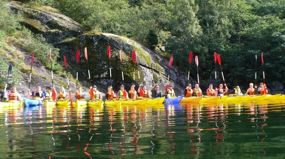Kayaking in hardangerfjord at Quality Voringfoss Hotel in Eidfjord
