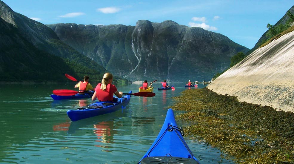 Kayaking in the Hardangerfjord is simply world class at Quality Voringfoss Hotel in Eidfjord