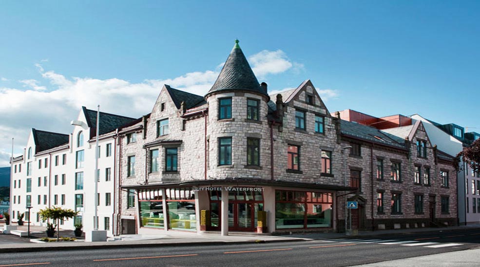 The charming hotel facade of the Quality Waterfront Hotel in Alesund